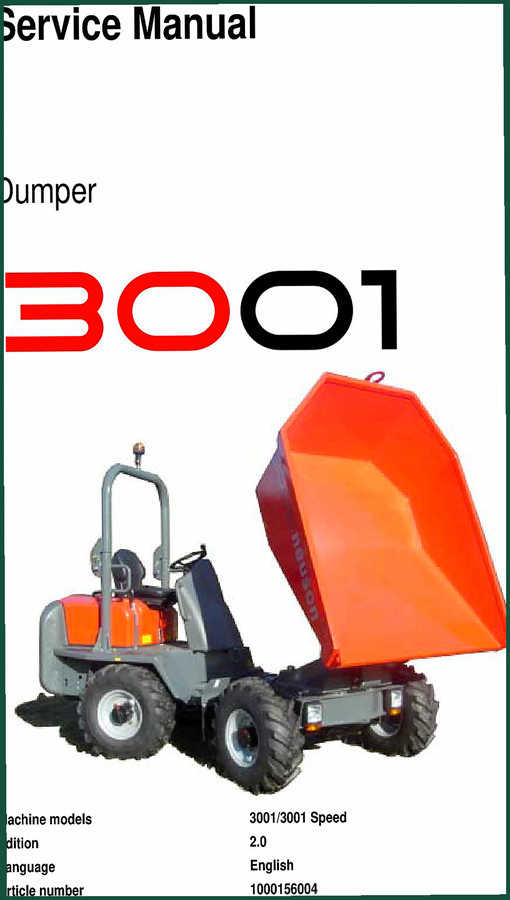 Neuson Baumaschinen 3001, 3001 Speed 2008 Service Manual – Factory Specs