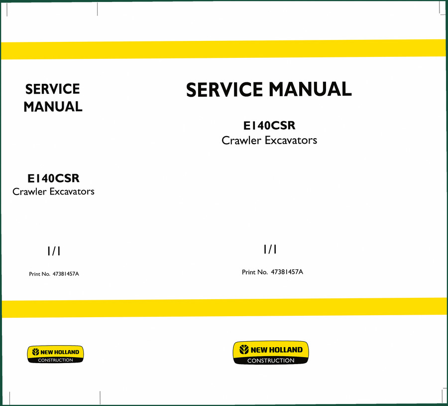 New Holland E140CSR Service Manual – Factory Specs for Crawler Excavators