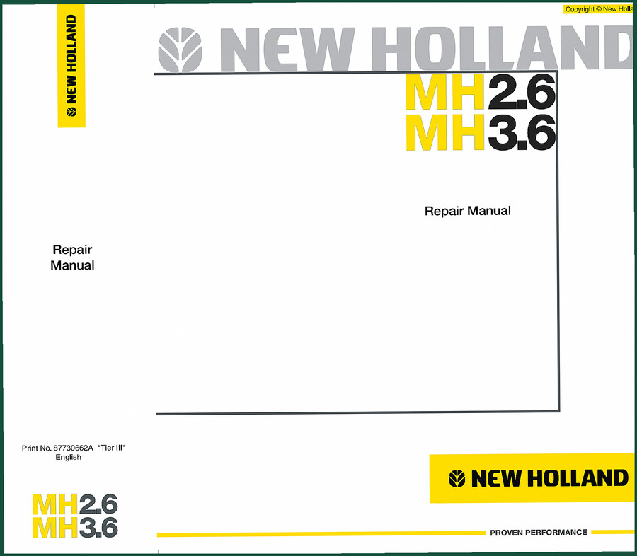New Holland MH2.6, MH3.6 Repair Manual – 915 Pages OEM