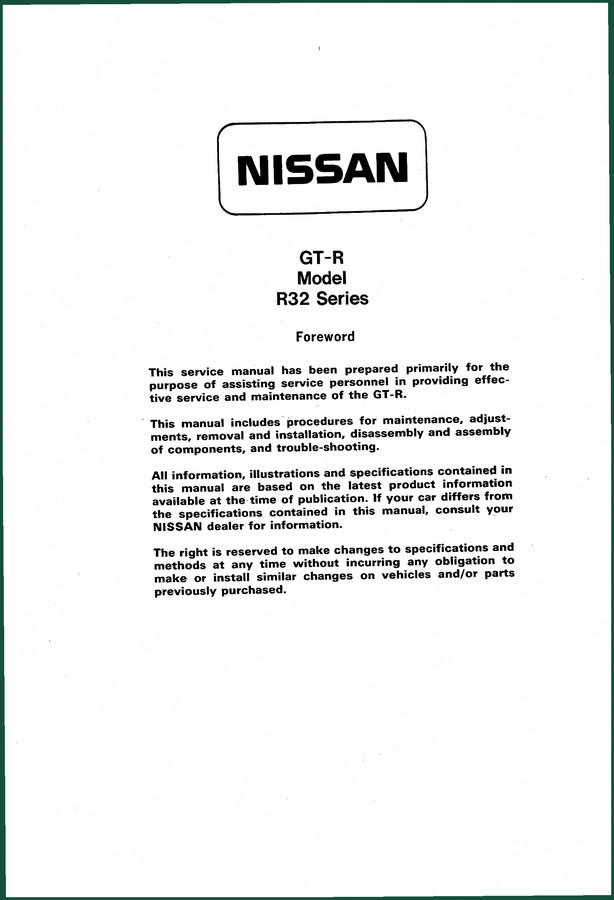 Nissan GT-R Service Manual – 804 Pages of Factory Documentation