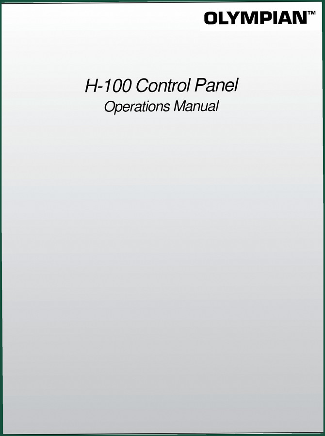 Olympian H-100 Operators Manual – 88 Pages OEM Specs