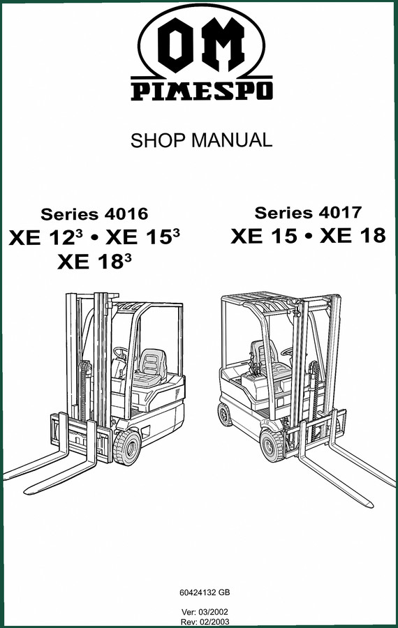 OM Pimespo 4016, XE 123, XE 153, XE 183, 4017 2002 Workshop Manual