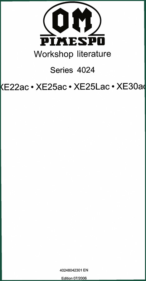 OM Pimespo XE22ac XE25ac XE25Lac XE30ac 2006 Workshop Manual