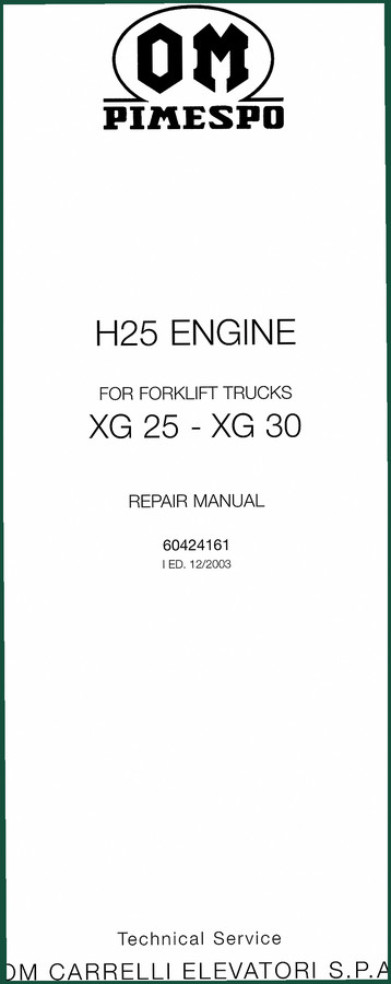 OM Pimespo XG 25, XG 30 2003 Repair Manual – Factory Specs for H25 Engine