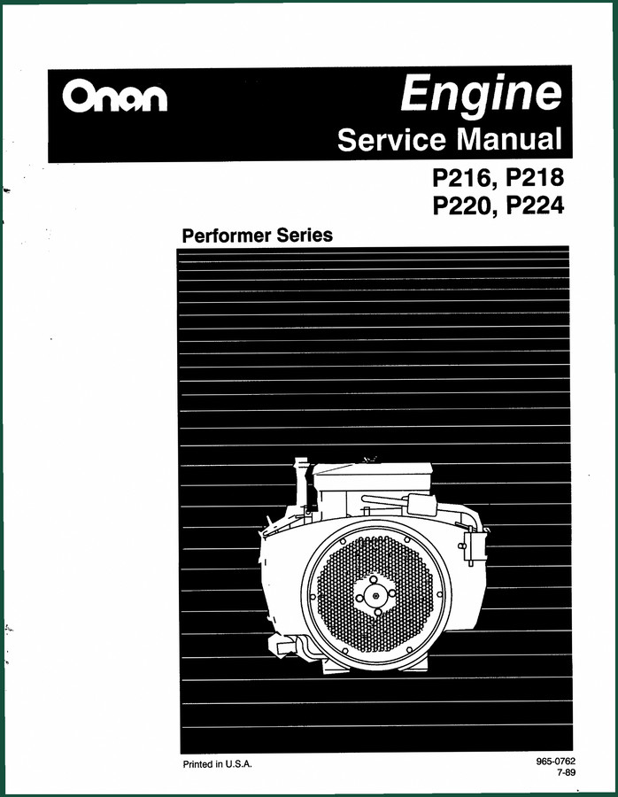 Onan P216-P218-P220-P224 1995 Service Manual 60pgs