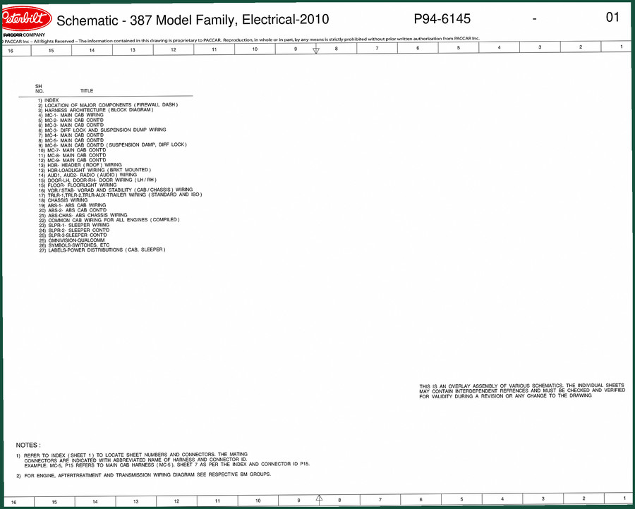 Paccar 387 Model Family 2009 Electrical Schematic – OEM Wiring Diagrams