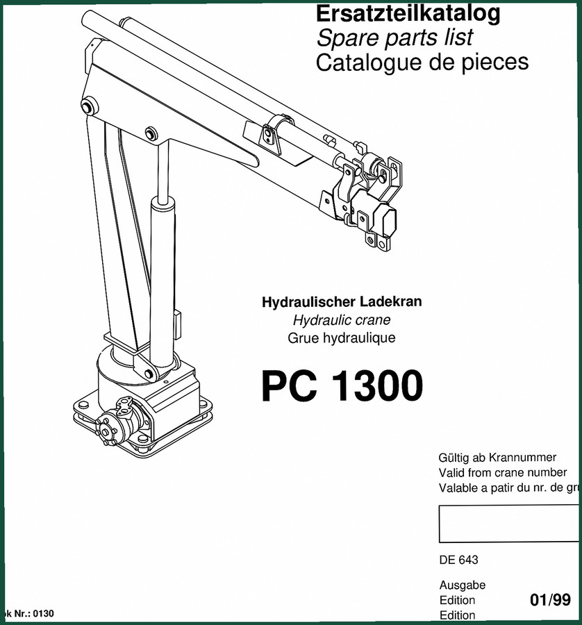 Palfinger PC 1300 1999 Parts Catalog – OEM Spare Parts Identification
