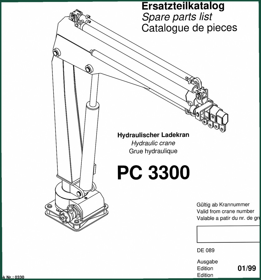 Palfinger PC 3300 1998 Parts Catalog – OEM Spare Part Identification