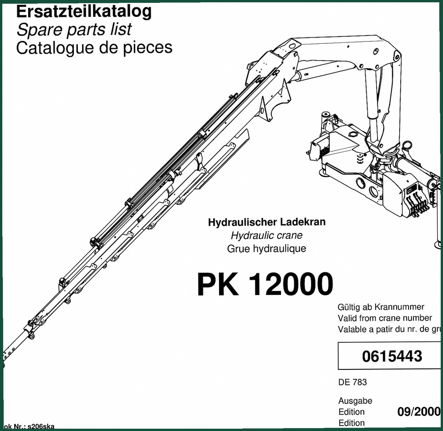 Palfinger PK 12000 2000 Parts Catalog – OEM Crane Parts Identification