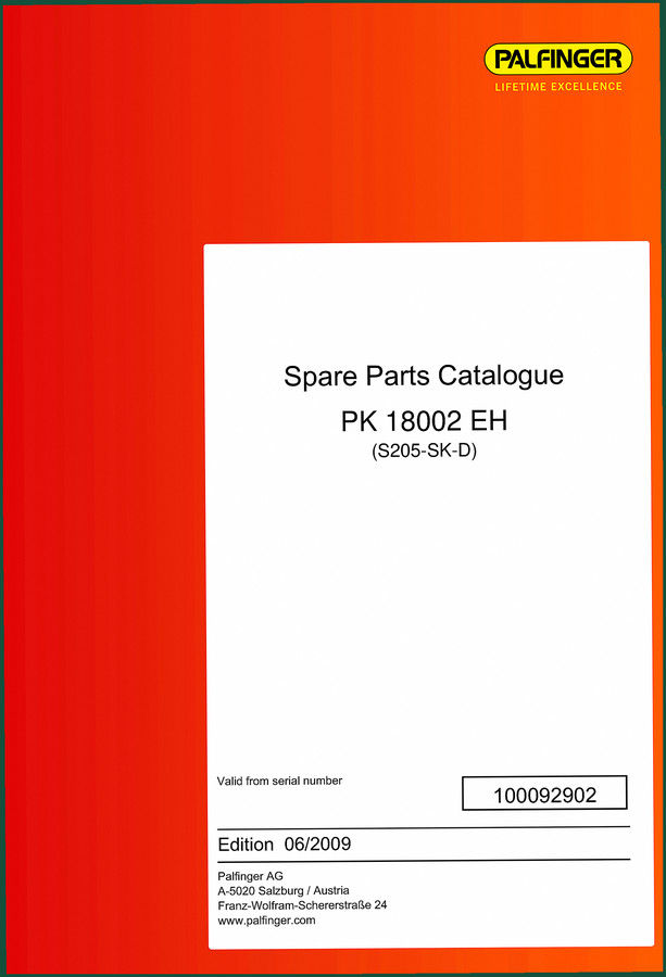 Palfinger PK 18002 EH 2009 Parts Catalog – 486 Pages OEM Data