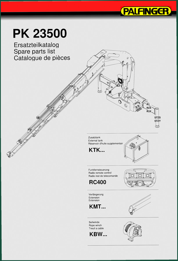 Palfinger PK 23500 2004 Parts Catalog – 191 Pages OEM Data