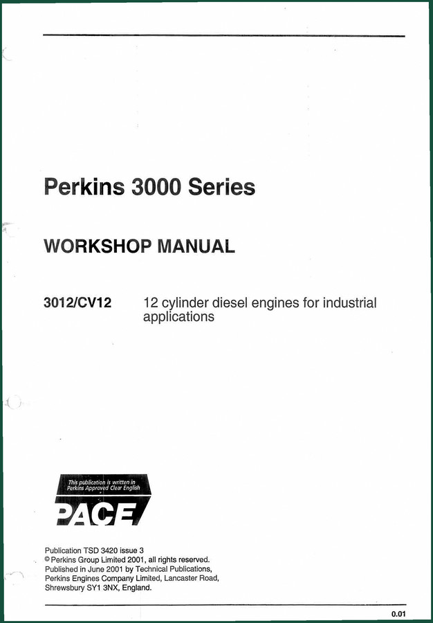 Perkins 3012, CV12 2001 Workshop Manual – 264 Pages OEM Service Data