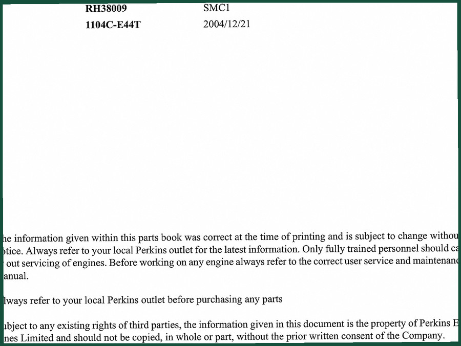 Perkins RH38009 2004 Parts Catalog – OEM Specs