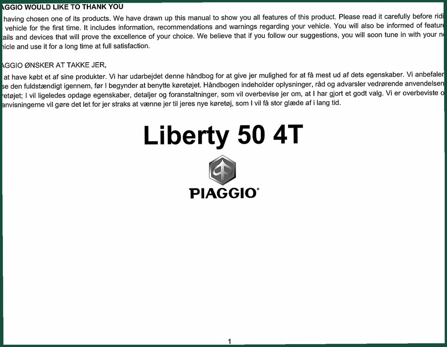 Piaggio Liberty 50 4T Technical Manual – OEM Factory Specifications