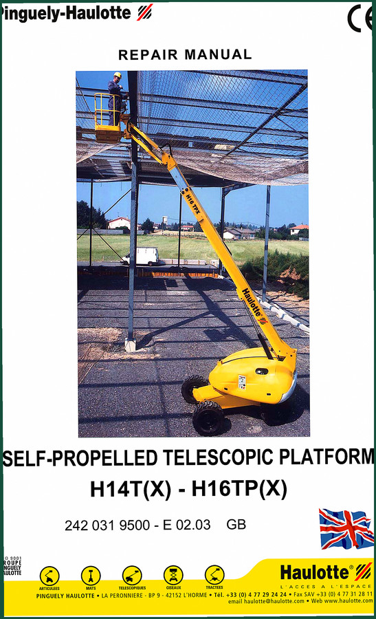 Pinguely-haulotte H14TX, H16TPX Repair Manual – 272 Pages of Factory Specs