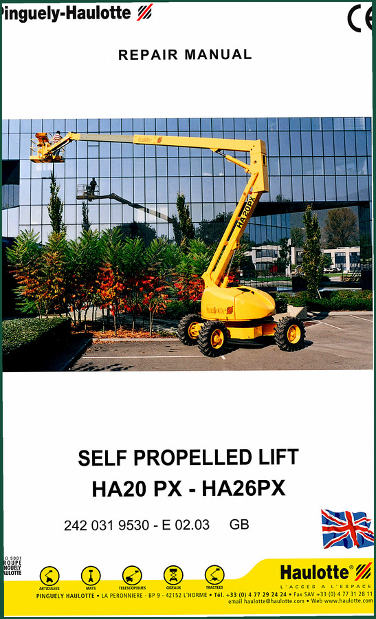 Pinguely-haulotte HA20 PX, HA26PX Repair Manual – 282 Pages Factory Specs