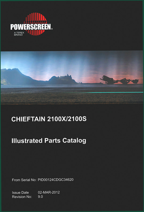 Powerscreen CHIEFTAIN 2100X 2100S 2012 Parts Catalog – 295 Pages