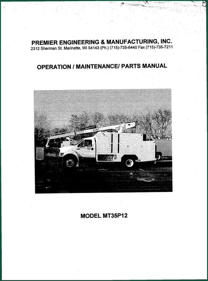 Premier Engineering & Manufacturing MT35P12 Service Manual – 599 Pages