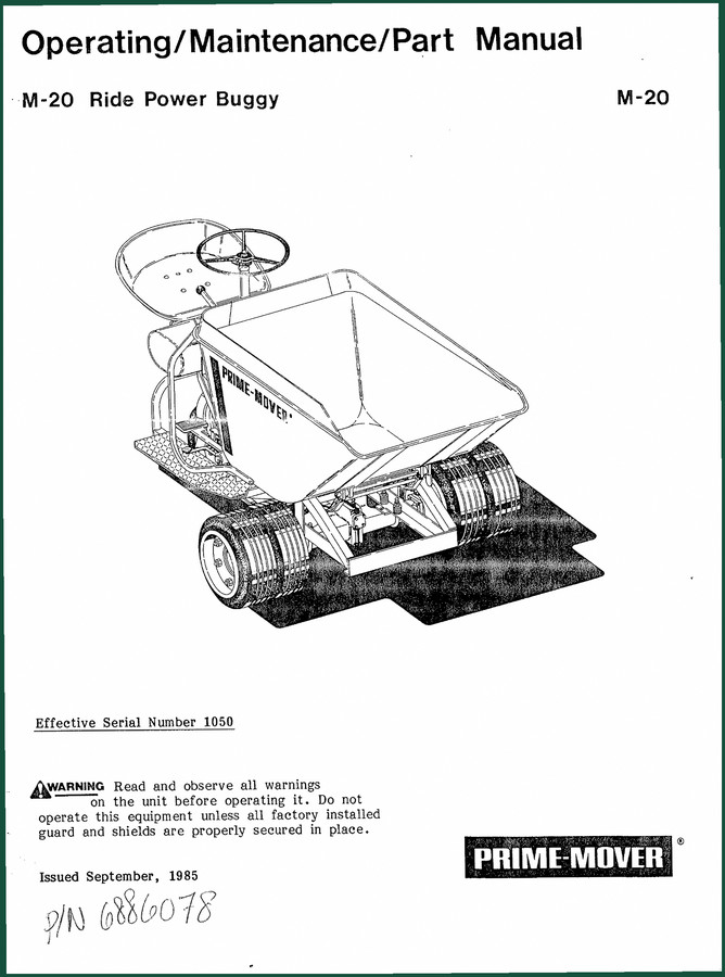 Prime-mover M-20 1985 Service Manual – OEM Factory Specs