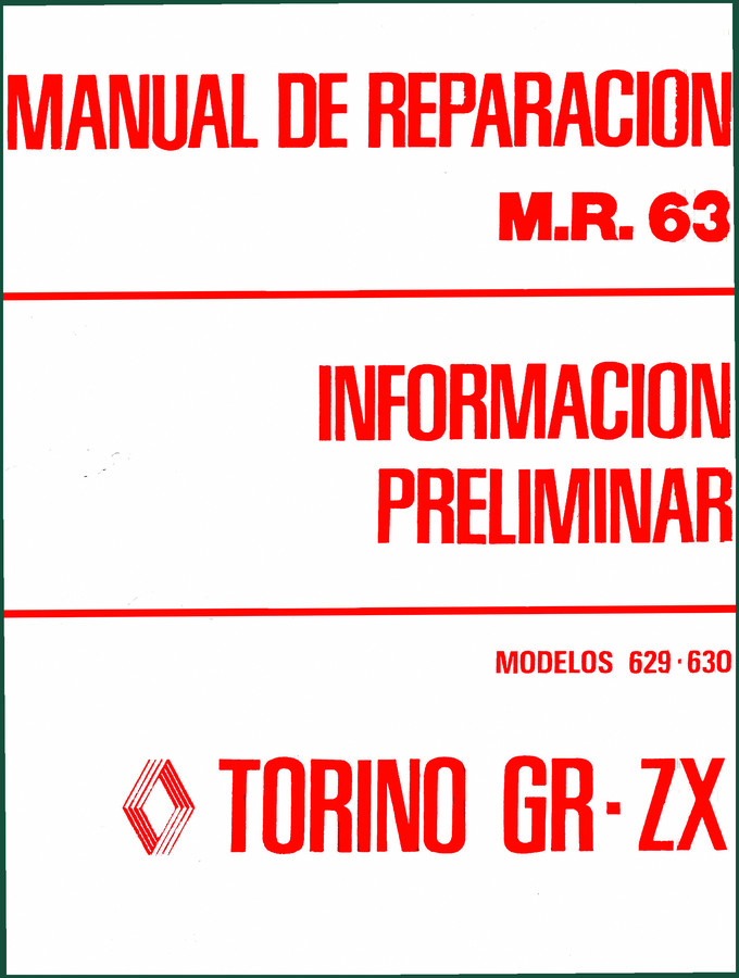 Renault Trucks 629, 630, Torino Coupé ZX, Grand Routier Repair Manual