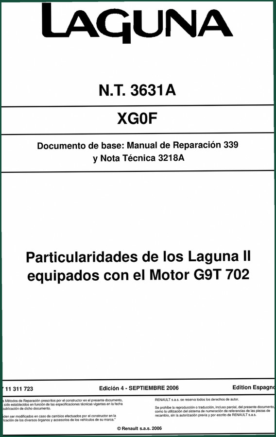 Renault Trucks Laguna II 2006 Repair Manual – 173 Pages OEM Specs