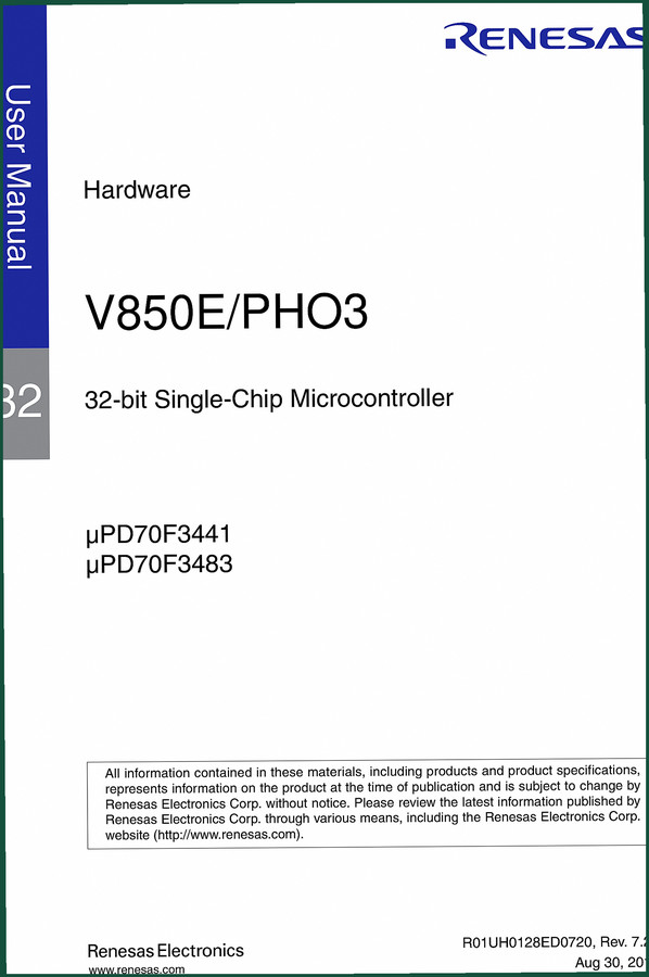 Renesas V850E/PHO3 μPD70F3441 μPD70F3483 2013 User Manual – 1365 Pages