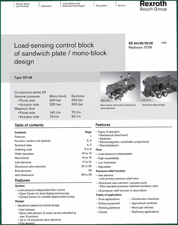 Mannesmann Rexroth SP-08 Technical Manual – 36 Pages – Factory Specs