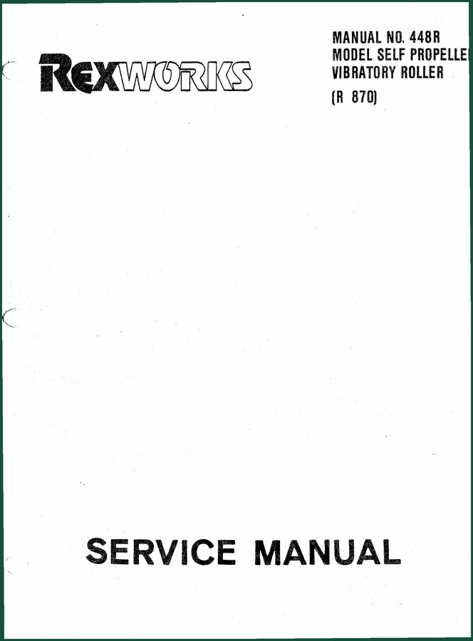 Rexworks R 870 Service Manual – Factory Specs for Vibratory Roller