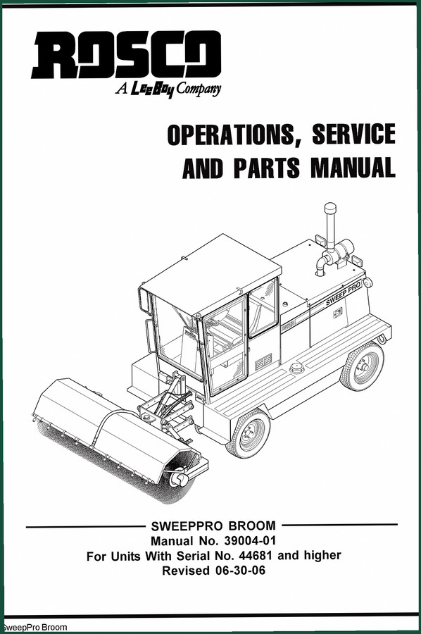Rosco SWEEPPRO BROOM 2006 Service Manual – 283 Pages OEM Specs