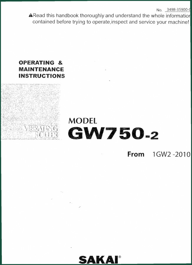 Sakai GW750-2 Operators Manual – OEM Specs for Vibratory Roller