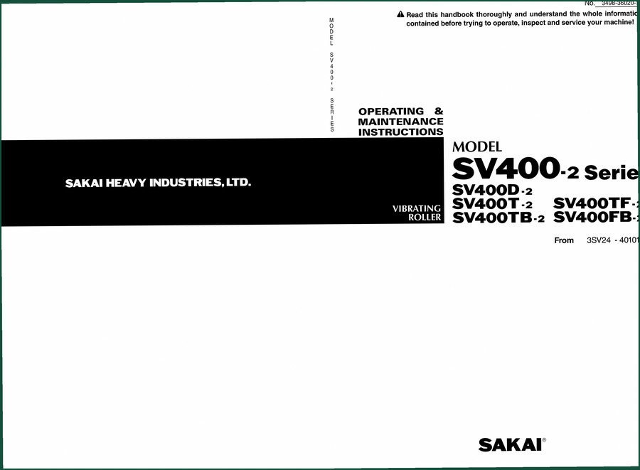 Sakai SV400-2 Series User Manual (D-2, T-2, TB-2, TF-2, FB-2)