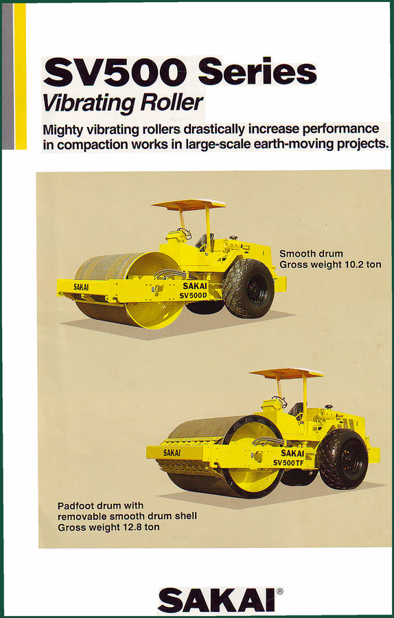 Sakai SV500D, SV500TF Workshop Manual – Factory Hydraulic Specs