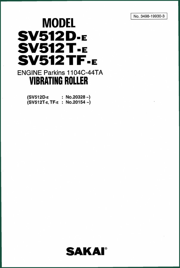 Sakai SV512D-E, SV512T-E, SV512TF-E Parts Catalog – 104 Pages OEM