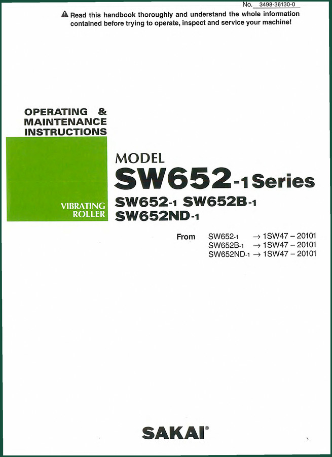 Sakai SW652-1 Parts Catalog – OEM Parts Identification