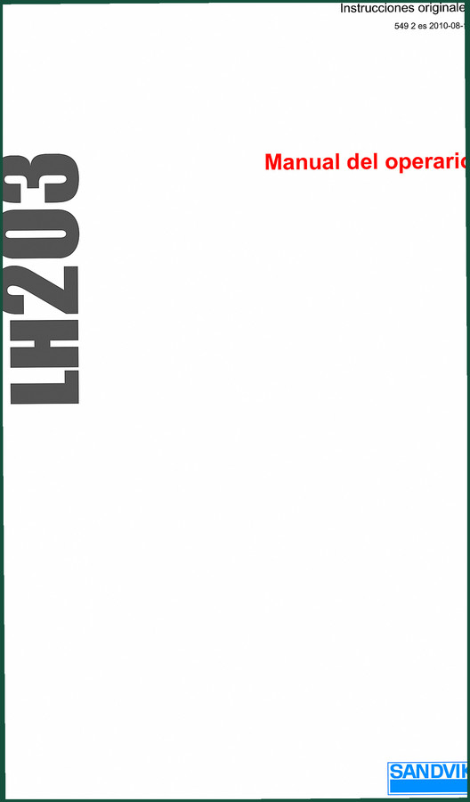 Sandvik LH203 2010 Operators Manual – Factory OEM Specs for Loader
