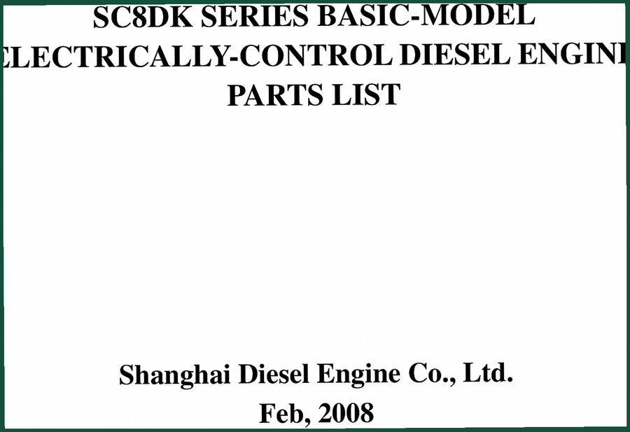Shanghai Diesel Engine SC8DK 2008 Parts Catalog – 96 Pages OEM Data