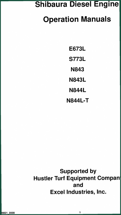 Shibaura S773L, N843, N843L, E673L, N844L Operators Manual – 30 Pages OEM