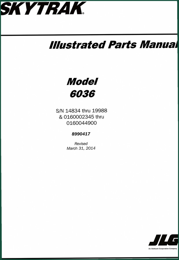 Skytrak 6036, 6042 2014 Parts Catalog – OEM Illustrated Parts Manual