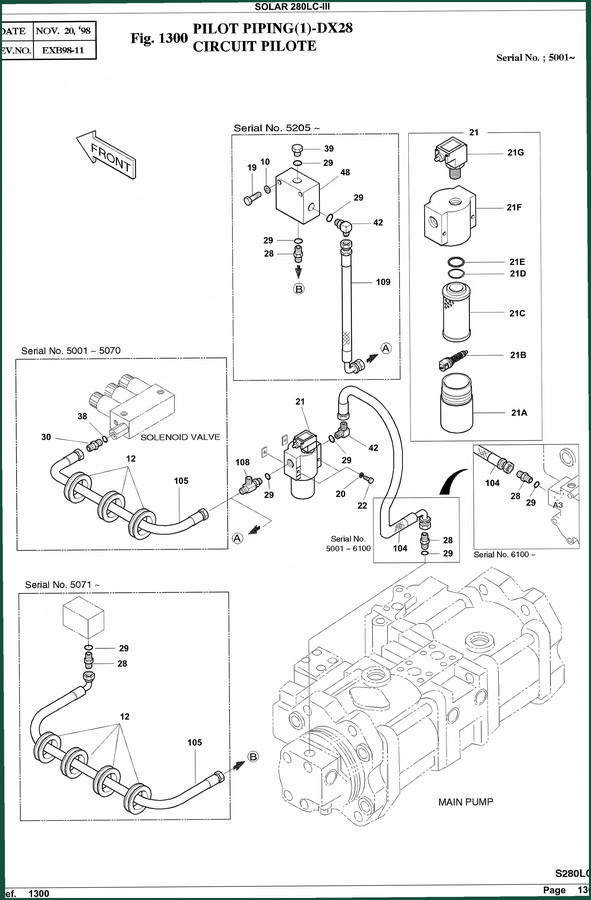 Solar 280LC-III 1998 Parts Catalog – OEM Exploded Views