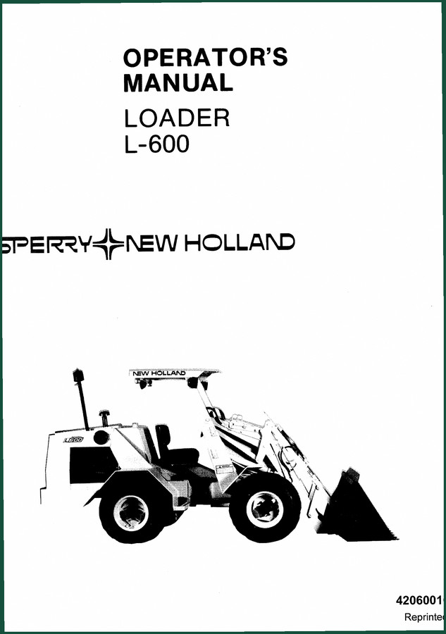 Sperry New Holland L-600 1986 Operators Manual