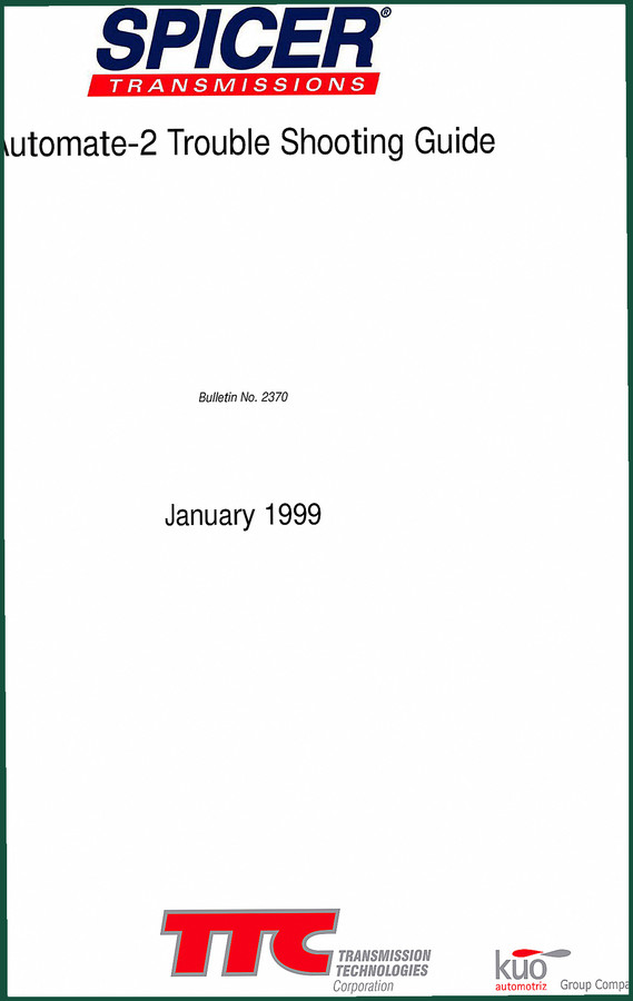 Dana Spicer Automate-2 1999 Troubleshooting Manual – Clinical Specs