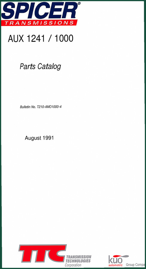 Dana Spicer AUX 1241, 1000 Series 1991 Parts Catalog – Factory Parts Data