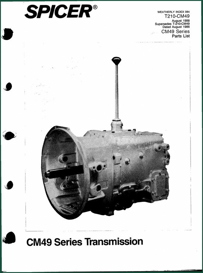Dana Spicer CM49, 4954-A, 4954-D 1988 Parts Catalog – OEM Specs