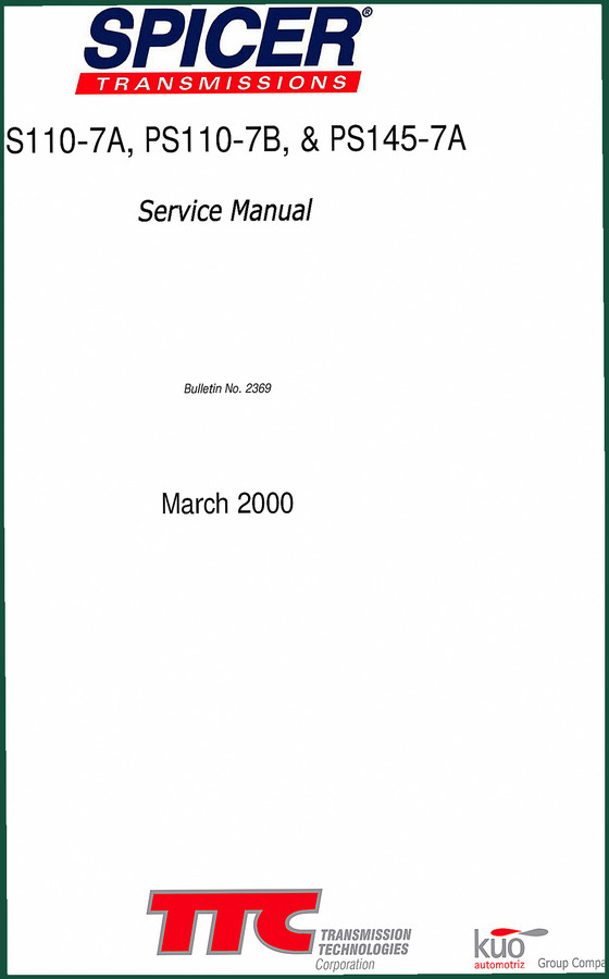 Dana Spicer PS110-7A, PS110-7B, PS145-7A 2000 Service Manual