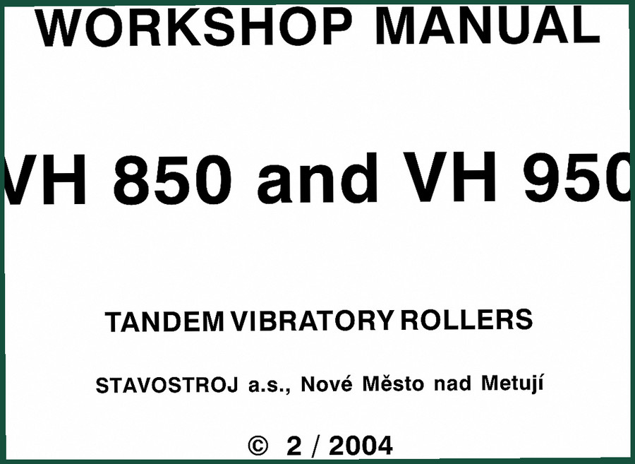 Stavostroj VH 850 VH 950 2003 Operators Manual – Factory Specs