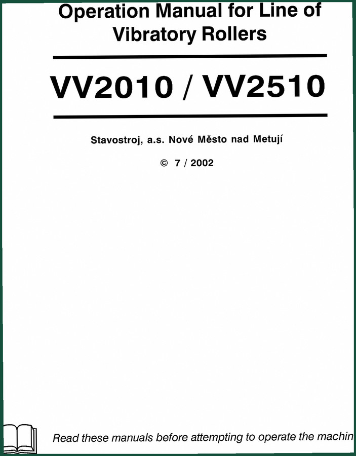 Stavostroj VV2010, VV2510 2002 Operators Manual – Factory Specs