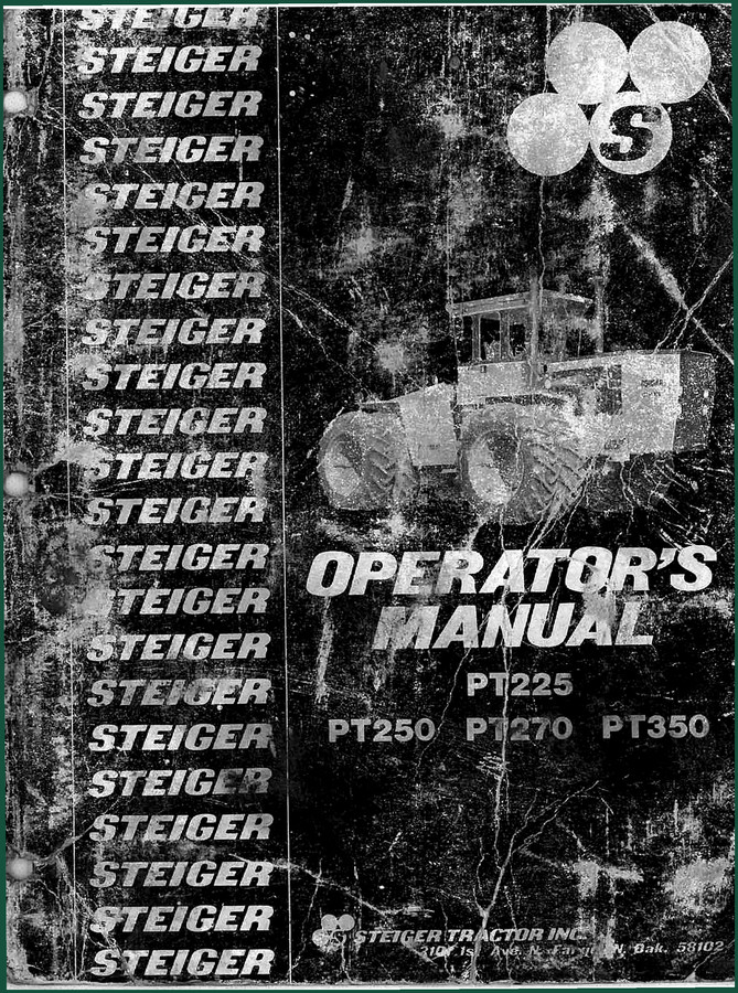 Steiger PT225, PT250, PT270, PT350 Operators Manual – Factory Specs