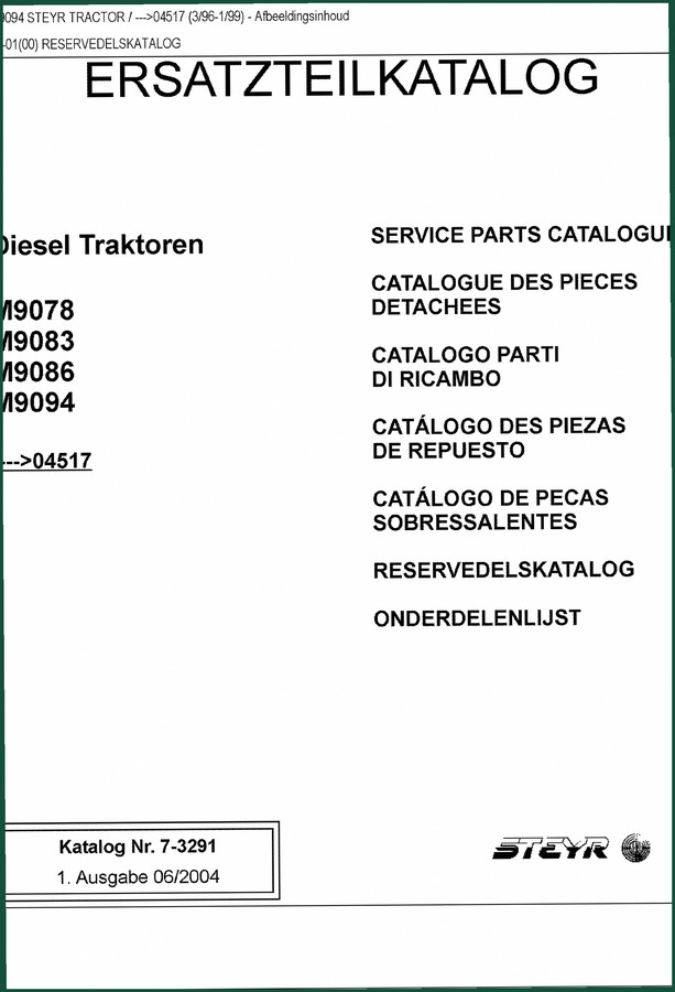 Steyr M9078, M9086, M9094 2005 Parts Catalog – 1062 Pages
