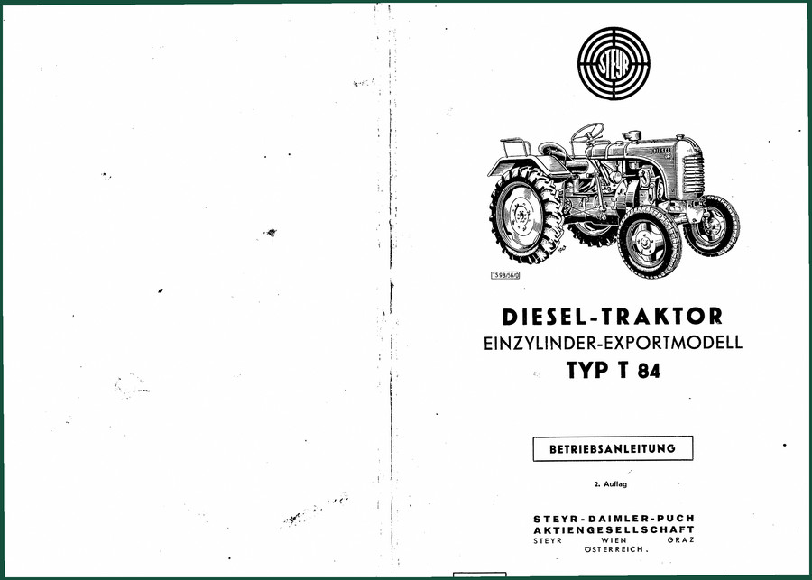 Steyr T 84 User Manual – Factory Operating Instructions for Single-Cylinder Diesel Tractor