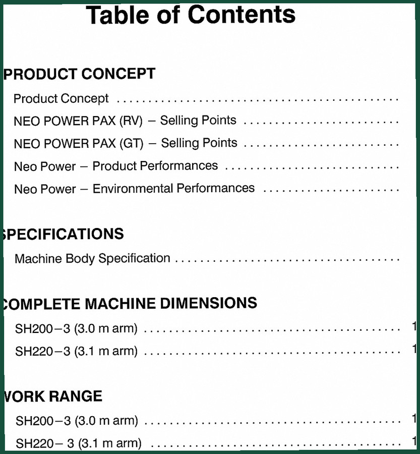 Hitachi Sumitomo SH200-3, SH220-3 Technical Manual | 166 Pages